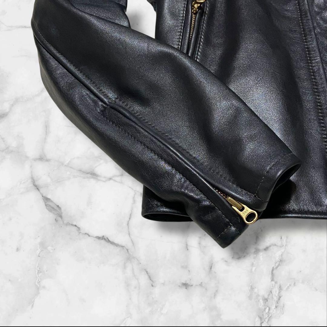 【美品】カドヤ シングル ライダースジャケット レザー ブラック サイズL