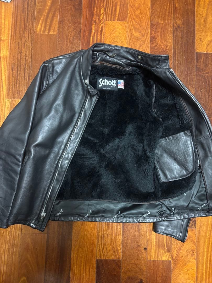 美品　ショット　シングルライダースジャケット　641 ライナー　36サイズ　黒
