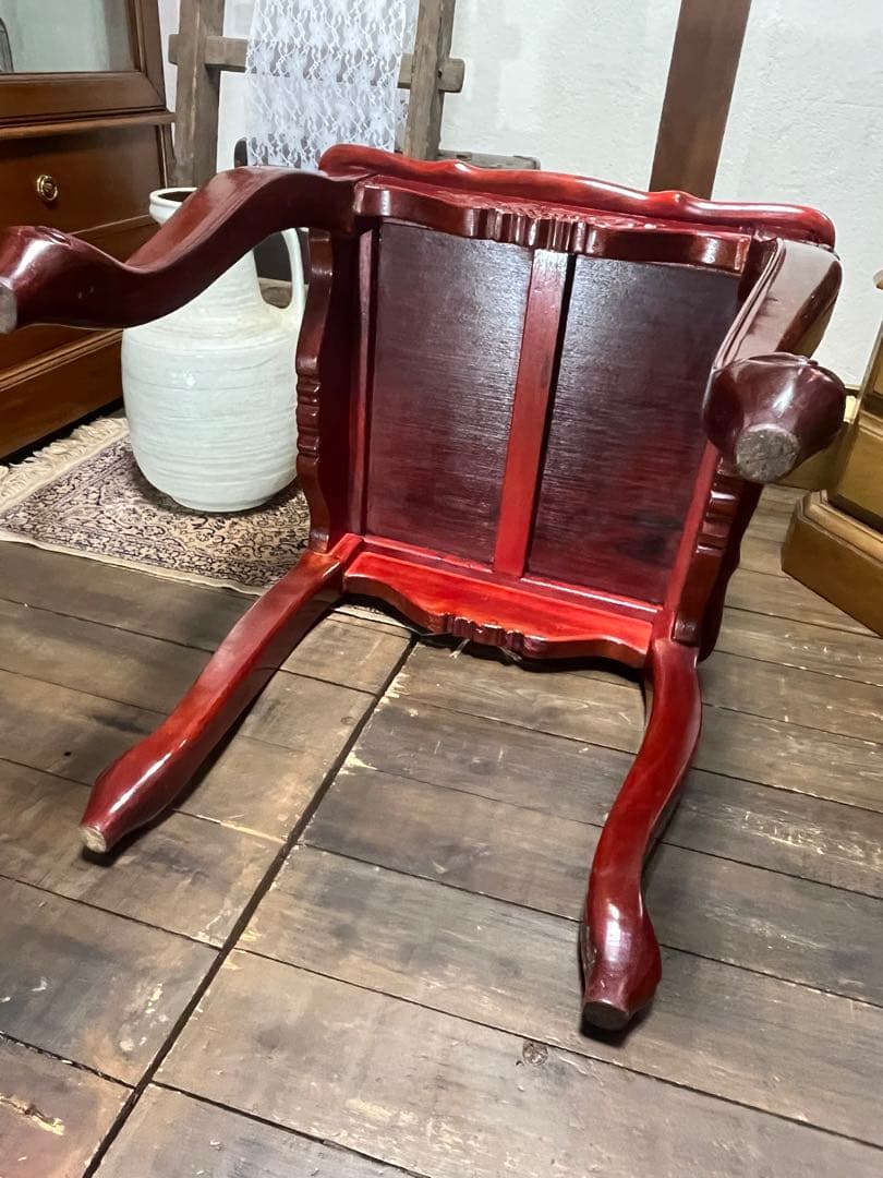 高級唐木家具　カリン材　サイドテーブル 飾り台 ナイトテーブルコンソールテーブル