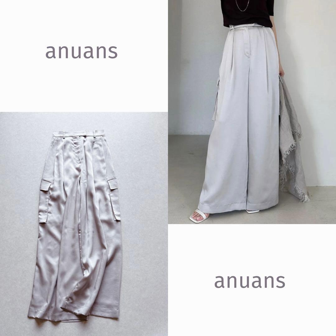 めぇ様★未使用★anuans｜定価1,8万 24SS 綺麗め サテンカーゴパンツ