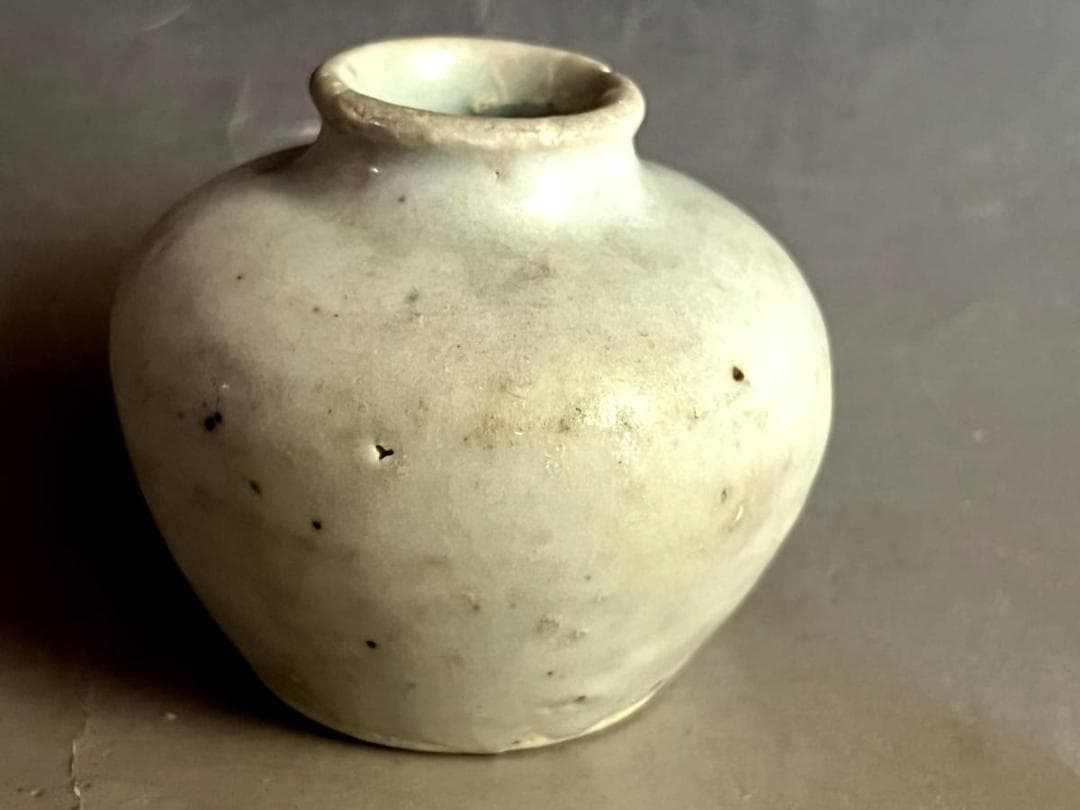 壷■李朝 小壺 白釉 水滴 オブジェ アンティーク 白釉 古玩 時代物 骨董品■