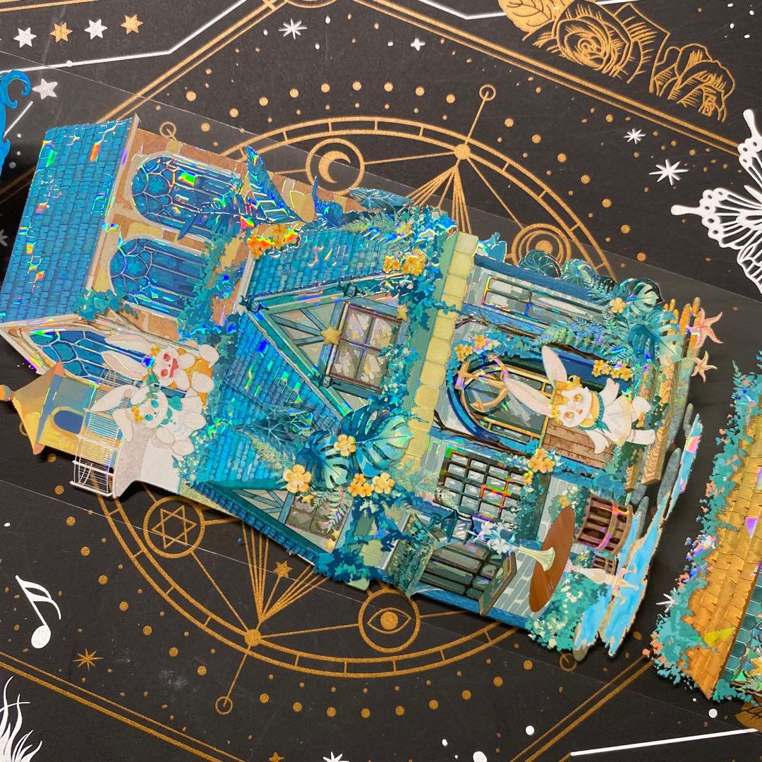 【9185】海外　マステ　中古巻　貝殻光マスキングテープ　緑　狐　兎　動物装飾系