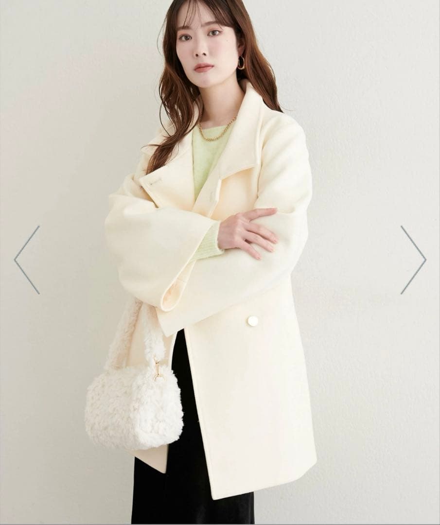 【週末セール】natural coutureスタンドカラーミドル丈コート