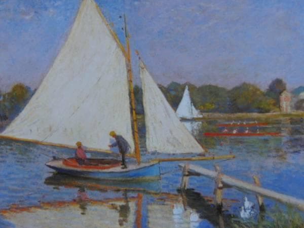 クロード・モネ、【アルジャントゥイユの小舟】、希少画集画、新品高級額