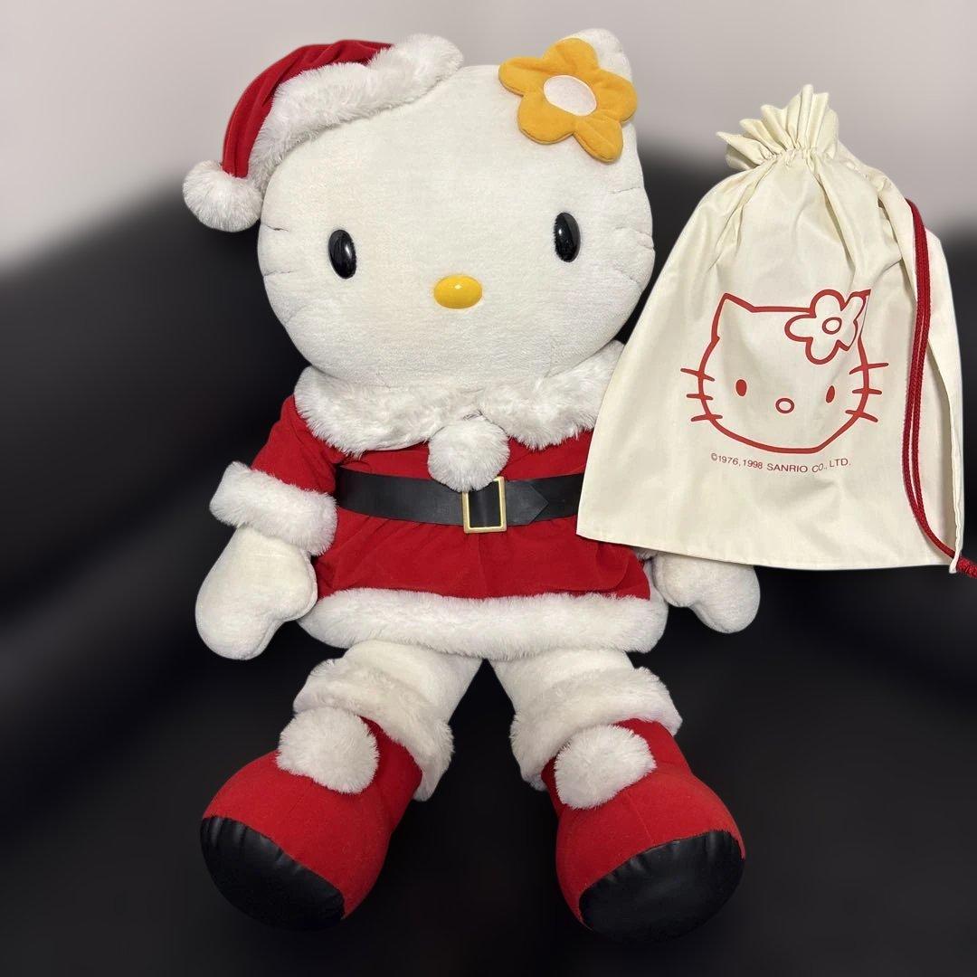 激レア　サンタ　クリスマス　キティ　巨大ぬいぐるみ　花飾り　起床　1998年