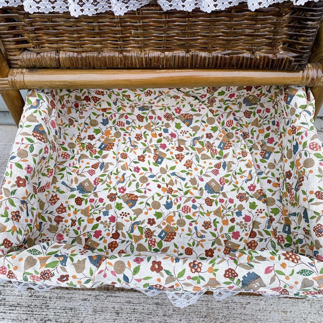 【送料込】ラタン 籐 ヴィンテージ収納 5段チェスト キャスター付 アンティーク