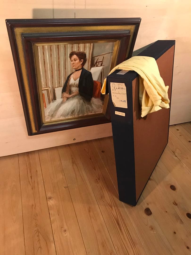 荒木義太郎「アトリエの中のバレリーナ」油彩Ｆ６号　画面右下額裏に直筆サイン有り