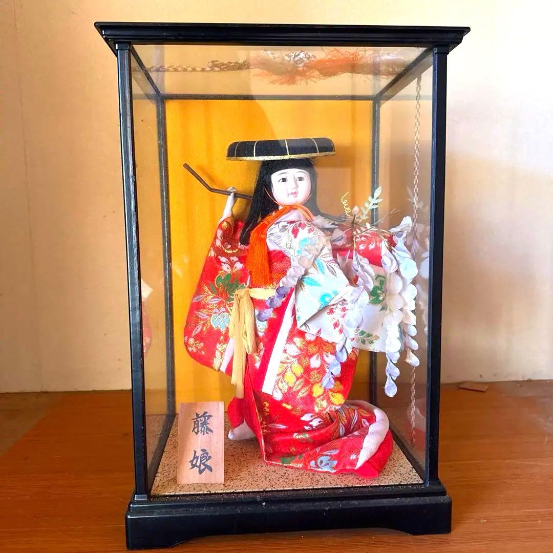 市松人形 藤娘 ガラスケース付き