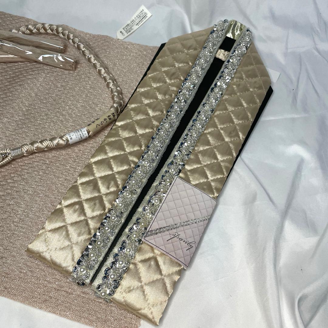 新品　振袖用　最新モデル　モカベージュ　帯締め　帯揚げ　半襟　重ね襟　成人式