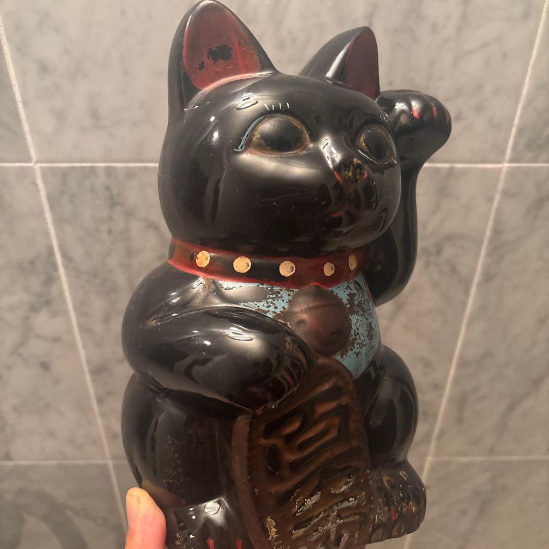 1920-30年代アンティーク妖艶な瞳とまつ毛が美しい陶器の招き猫