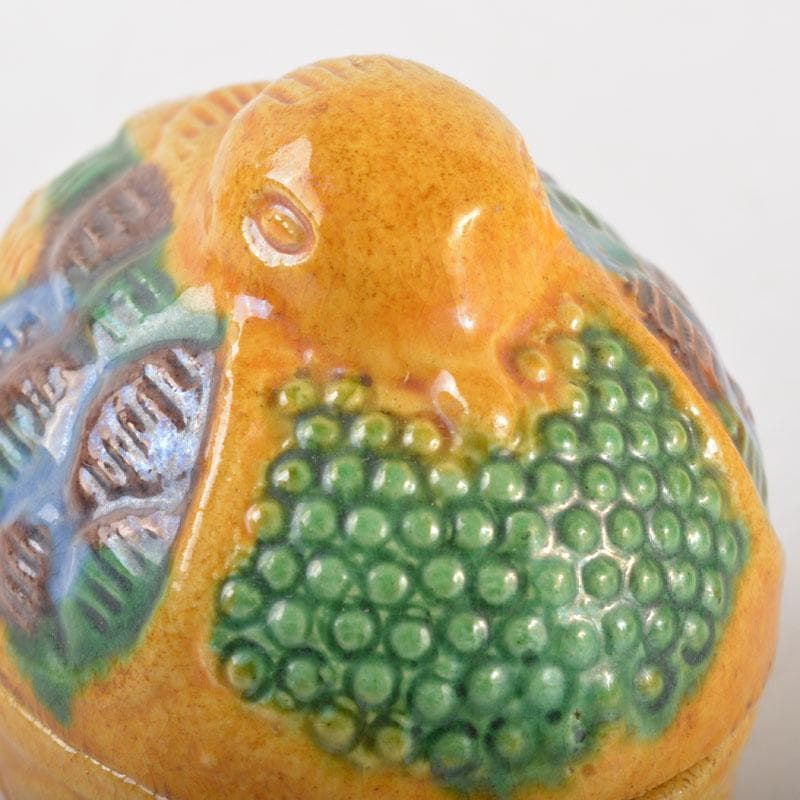 茶道具　平戸焼　横石嘉助作　交趾三彩　鳥形　香合　共箱　V　6522