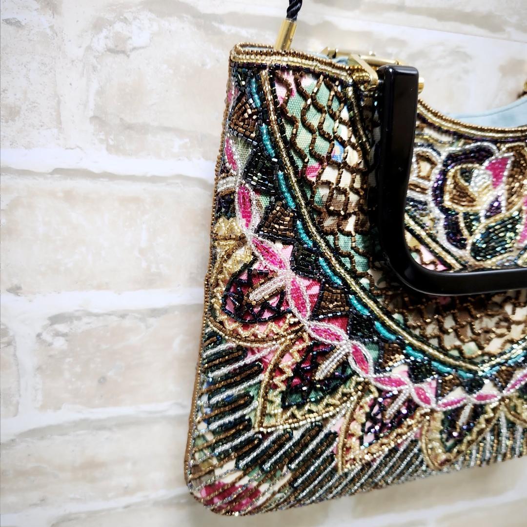 ★はしもと/LUMY「薔薇孔雀」フォーマル 2WAYトートバッグ 美品 希少レア