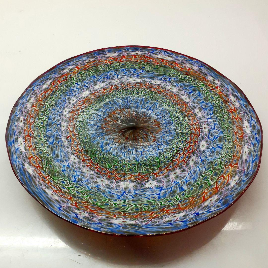 MURANO GLASS 30cm 大きな ミルフィオリ 崩し プレート皿