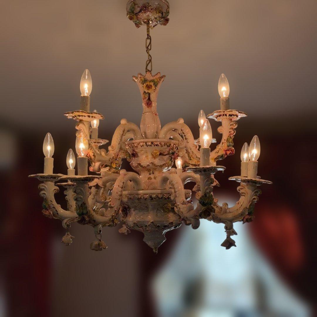 フラワーモチーフ 8灯シャンデリア