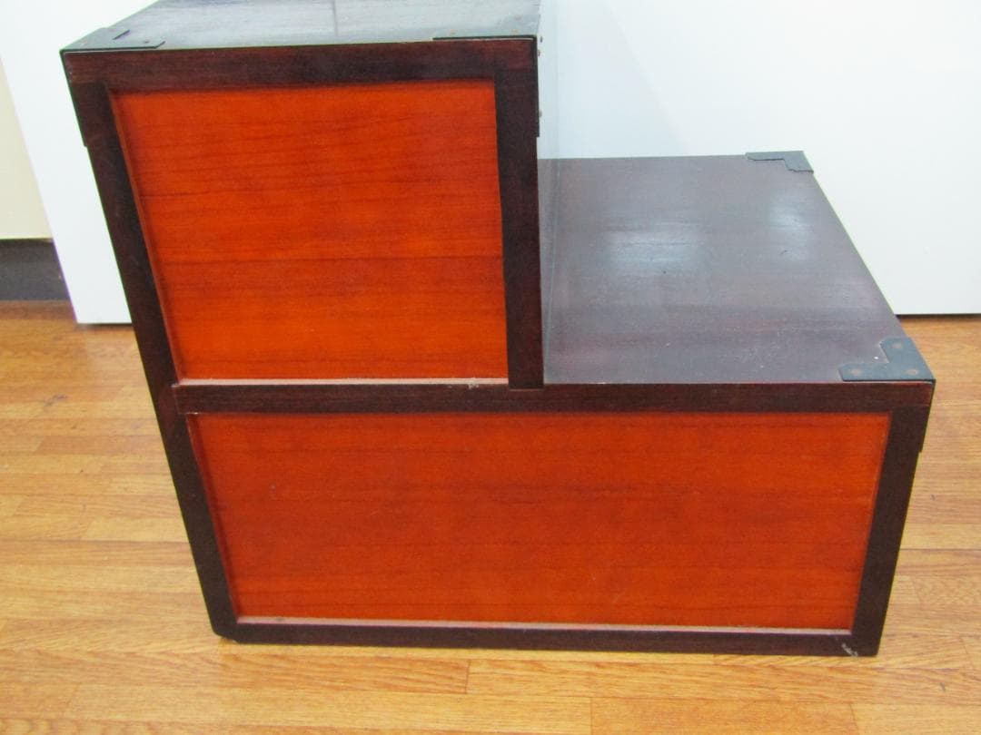 階段箪笥　昭和レトロ　ヴィンテージ　木製2段引き出しタンス