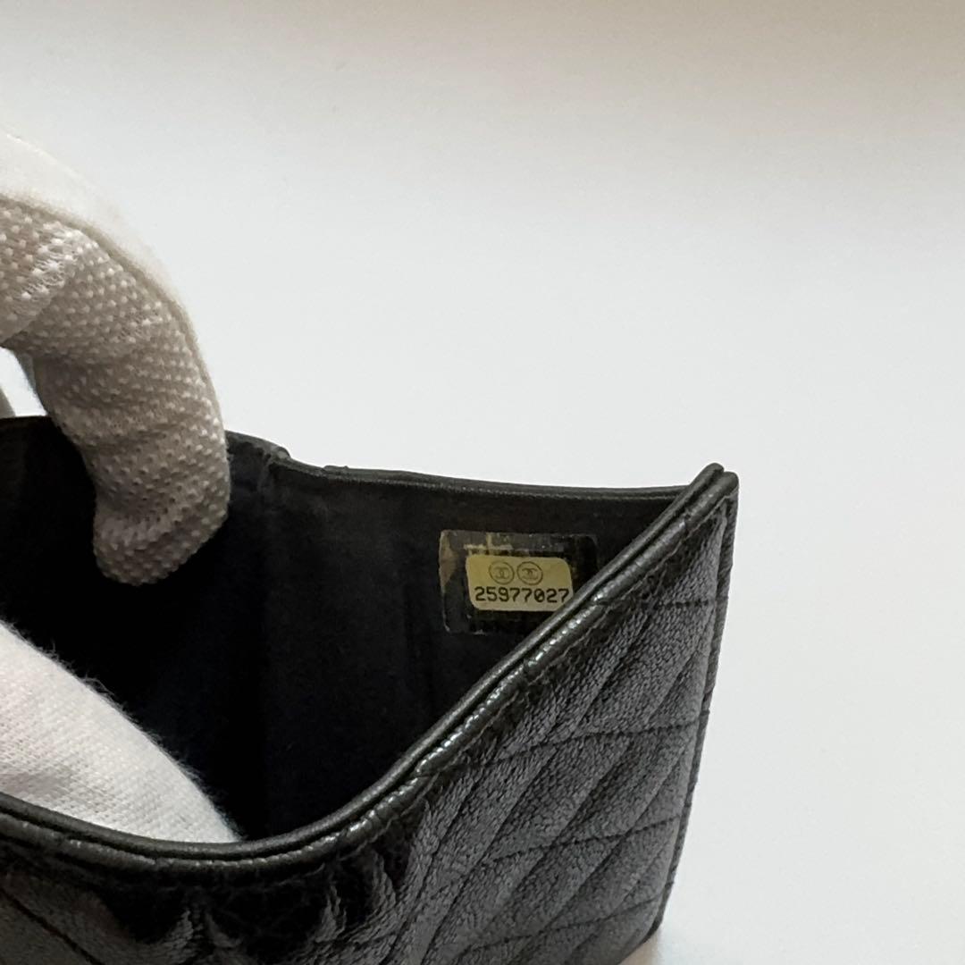 CHANEL シャネル ボーイシャネル マトラッセ 三つ折財布 キャビアスキン