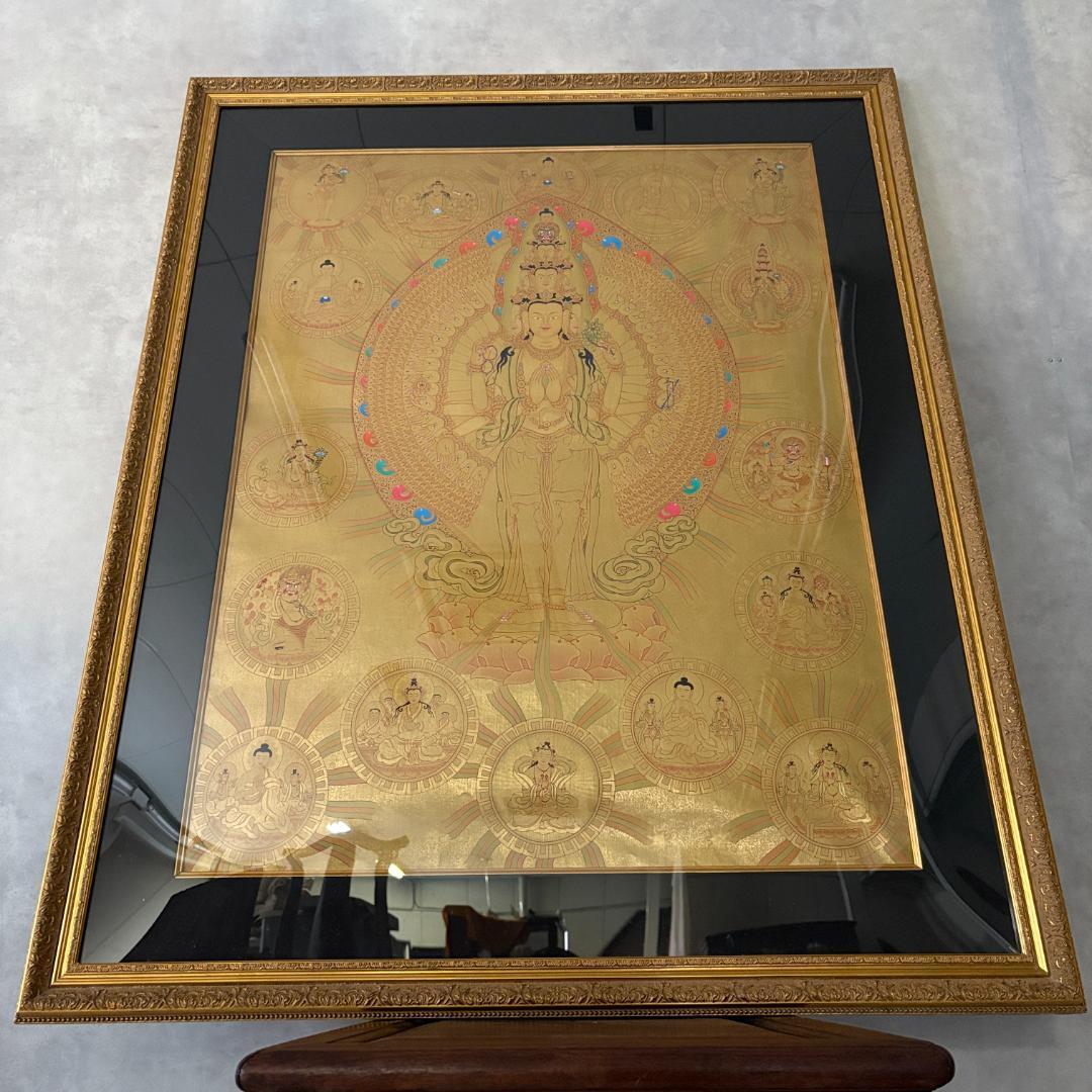 十一面千手観音 タンカ 仏画 絵画 細密画 サハスラブジャ 観音菩薩