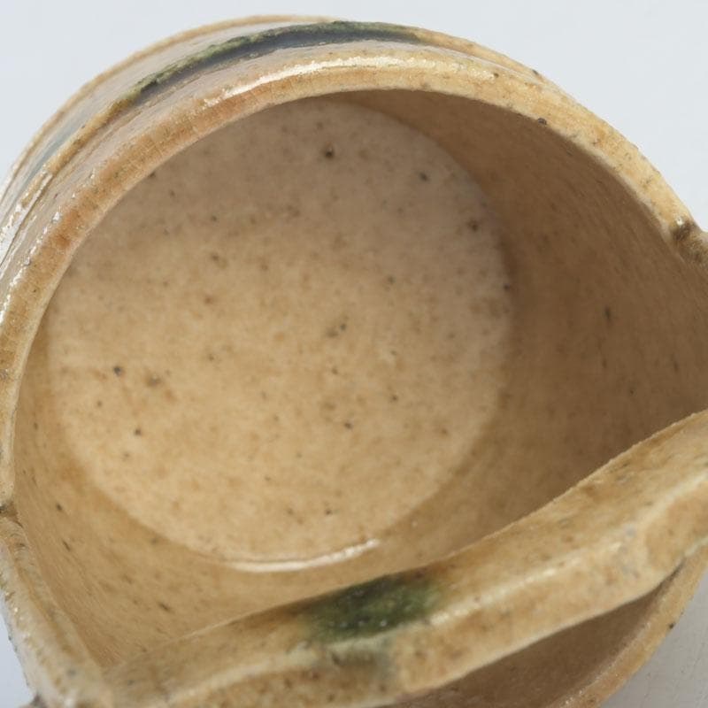 茶道具　瀬戸焼　黄瀬戸　加藤連瓶造　手桶茶入　共箱　V　9684