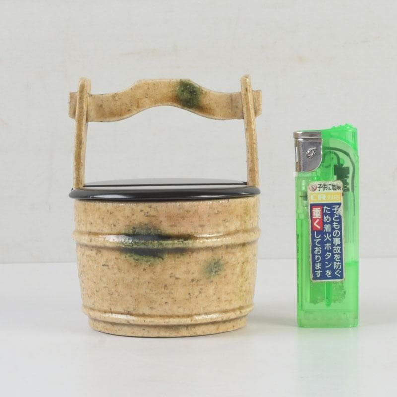 茶道具　瀬戸焼　黄瀬戸　加藤連瓶造　手桶茶入　共箱　V　9684