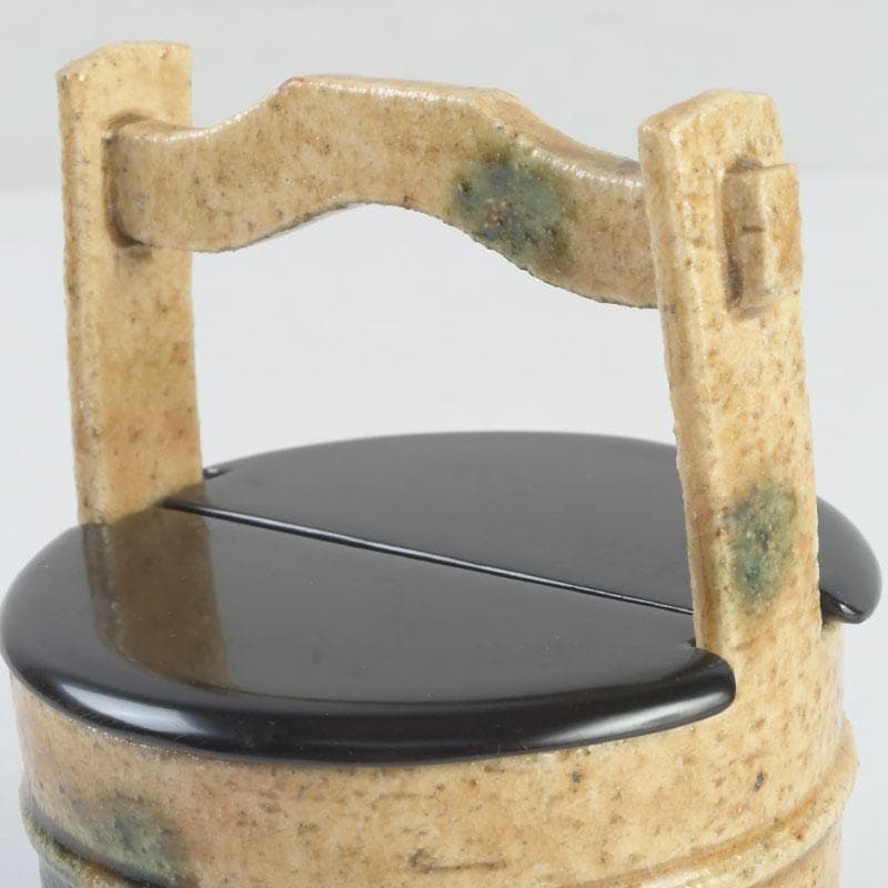 茶道具　瀬戸焼　黄瀬戸　加藤連瓶造　手桶茶入　共箱　V　9684