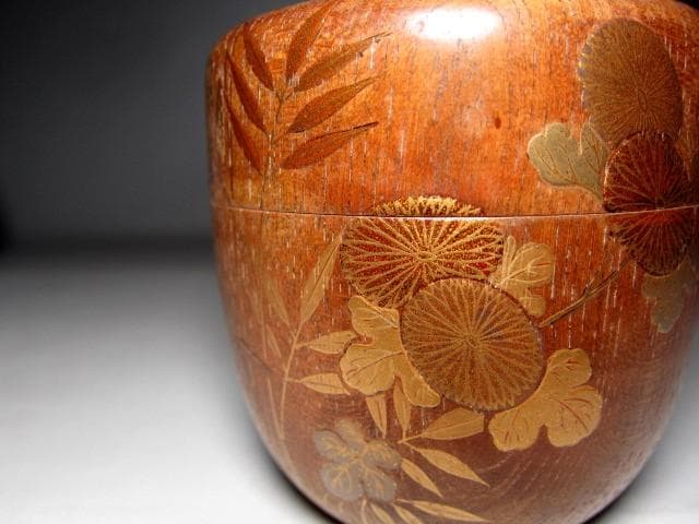 千家十職 指物師 駒沢利斎 桐木地 中棗 裏千家十四代 淡々斎花押　　　m129