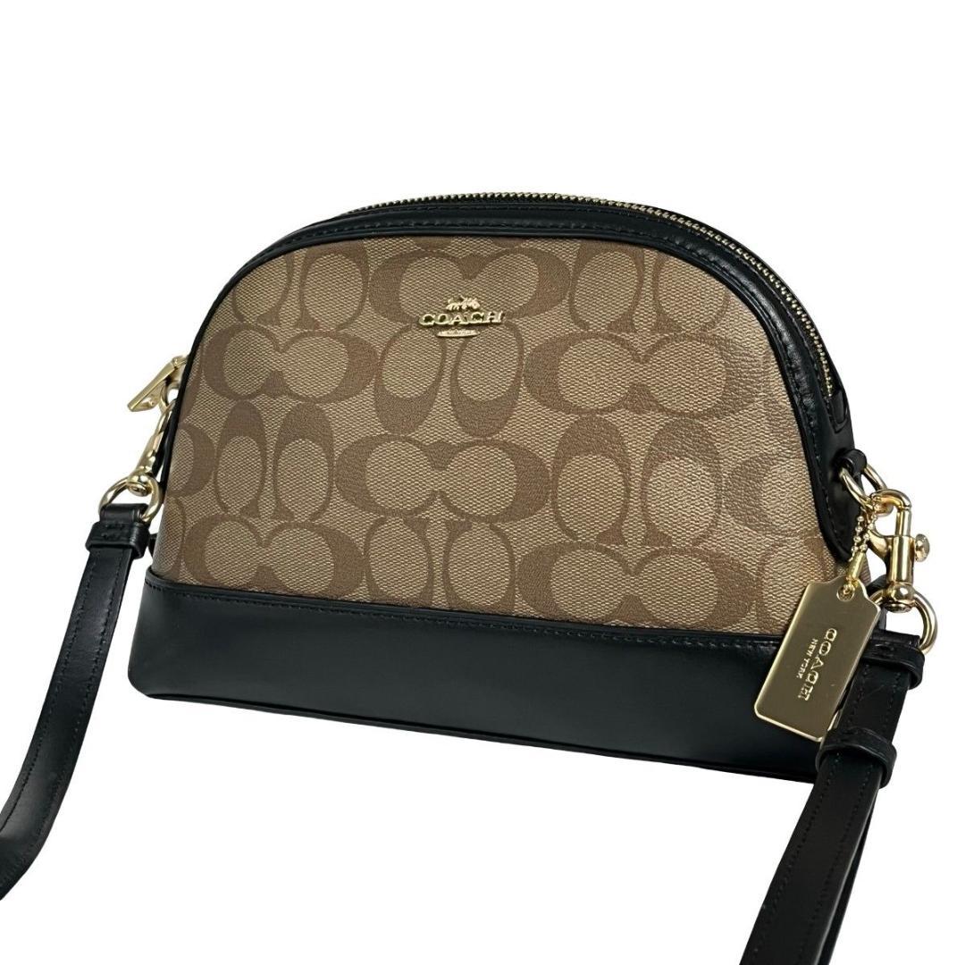 未使用級 COACH コーチ ショルダーカメラバッグ ブラウン シグネチャー