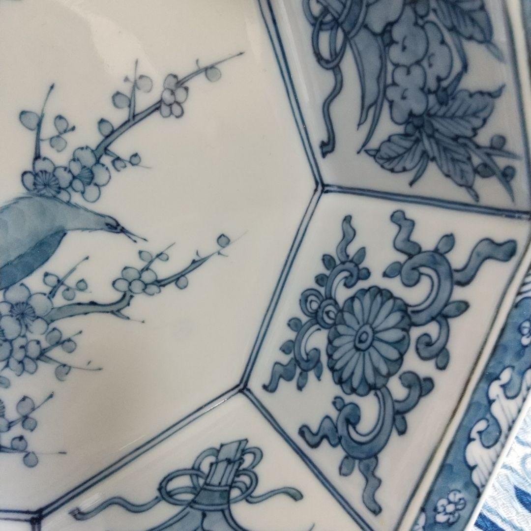 源右衛門⭐️染付梅鶯見込 八角型 角鉢