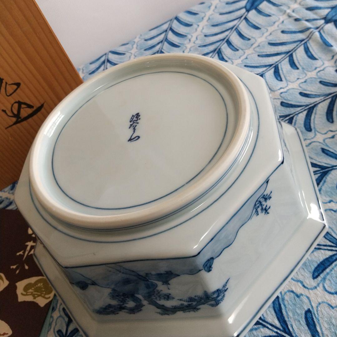 源右衛門⭐️染付梅鶯見込 八角型 角鉢