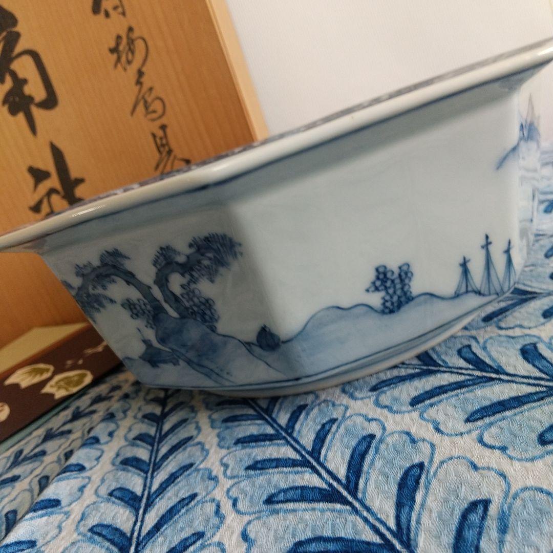 源右衛門⭐️染付梅鶯見込 八角型 角鉢