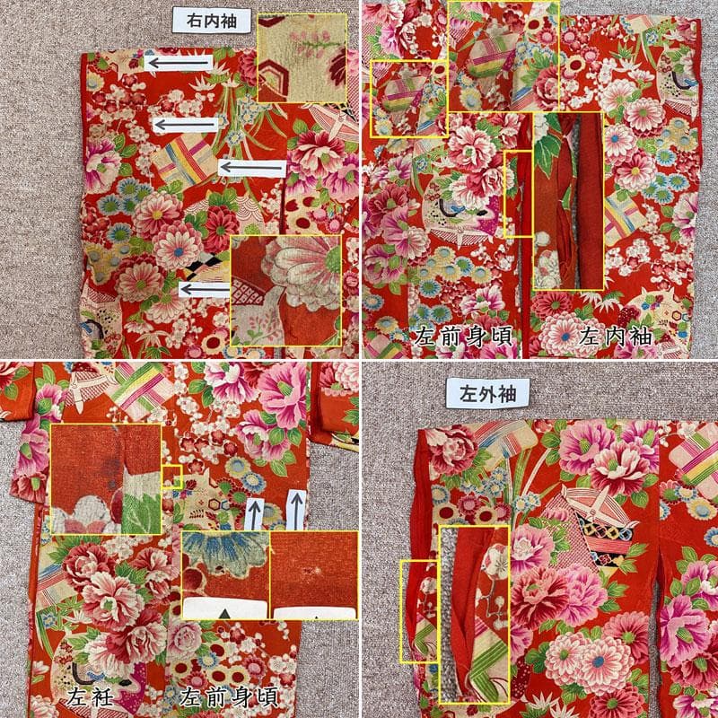 509ag19◎七五三 三歳 女の子 アンティーク着物のみ レトロ 濃緋色◎