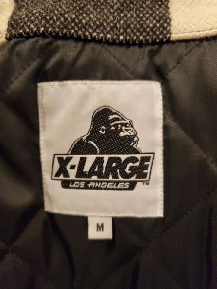 エクストララージ ジャケット アウター ウール モノクロ チェック柄 中綿