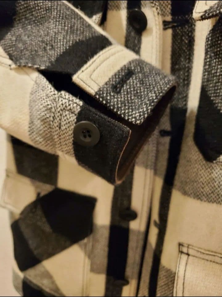 エクストララージ ジャケット アウター ウール モノクロ チェック柄 中綿