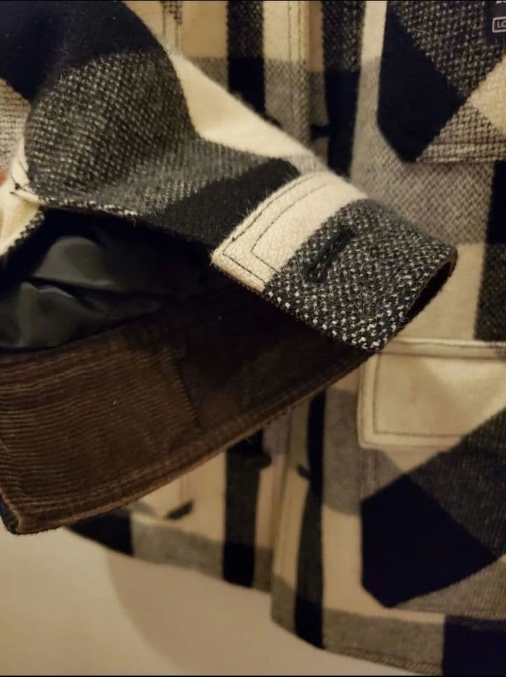 エクストララージ ジャケット アウター ウール モノクロ チェック柄 中綿