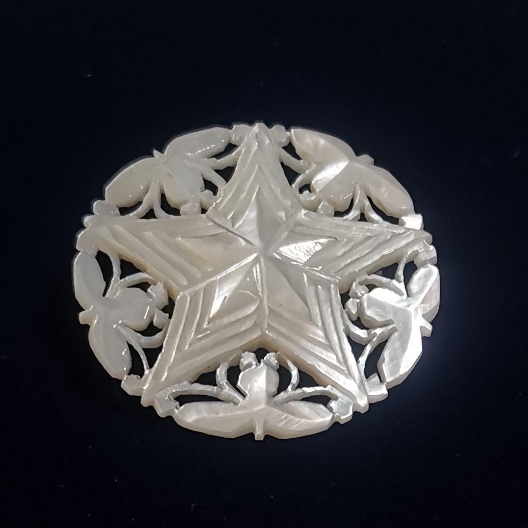 ヴィンテージベツレヘムパール　五芒星ブローチ②　せかほし