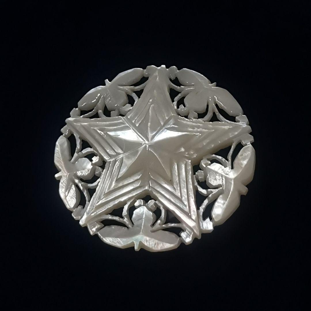 ヴィンテージベツレヘムパール　五芒星ブローチ②　せかほし