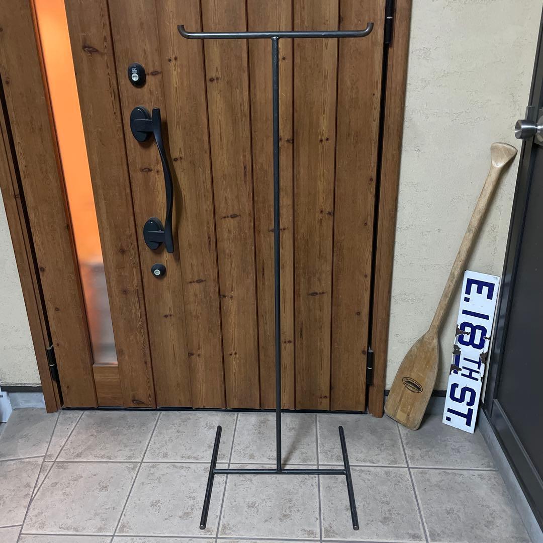 インダストリアル アイアン T字ハンガーラック シャビー 店舗什器 黒