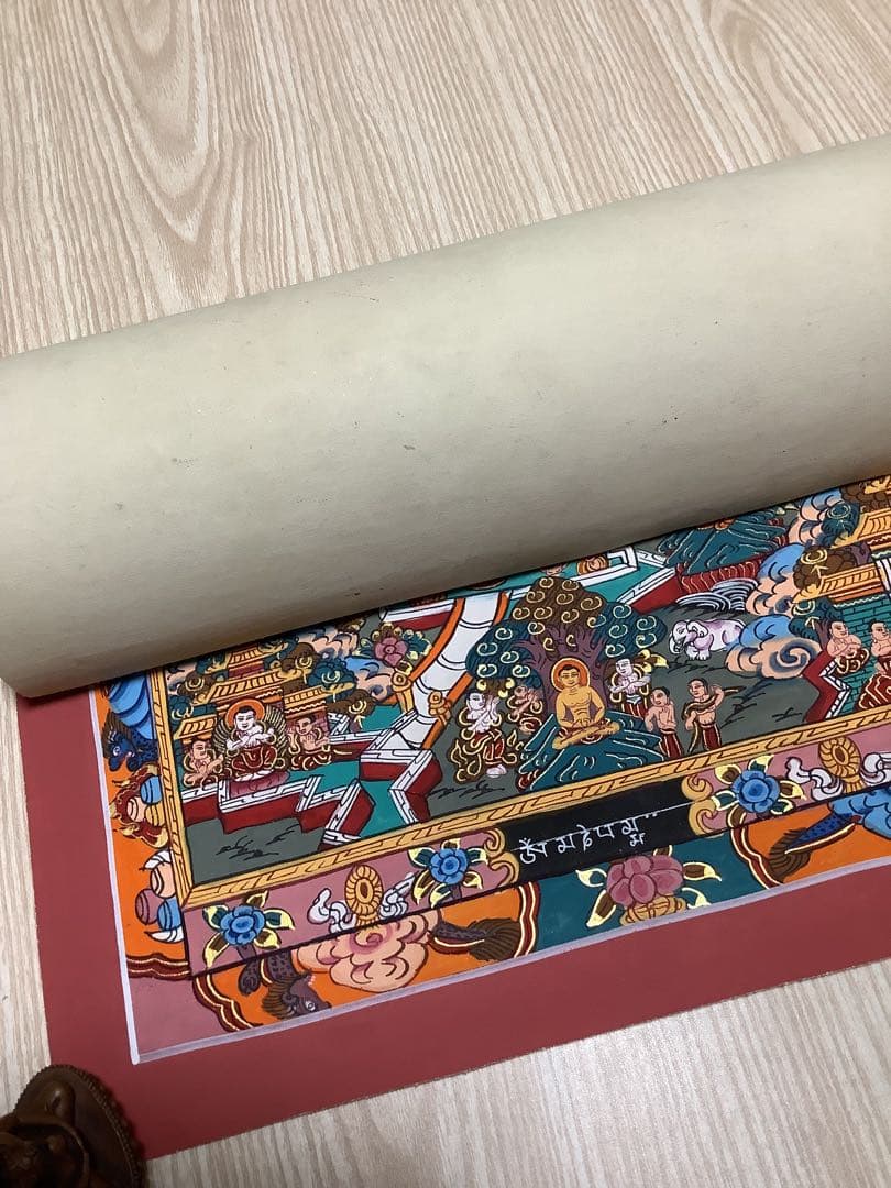 《 チベット密教　新品　1点物 》 釈迦の一生　手描き　曼荼羅　仏教　密教　38