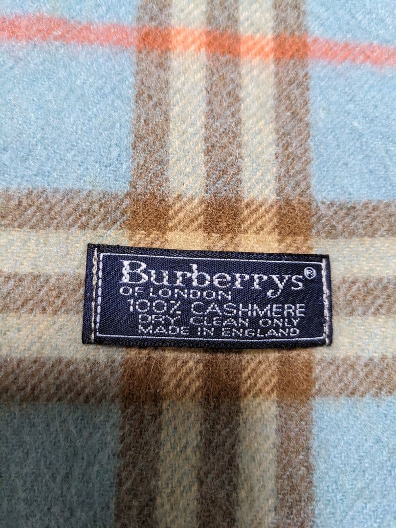 BURBERRY バーバリー カシミヤ100% ノバチェック マフラー 水色