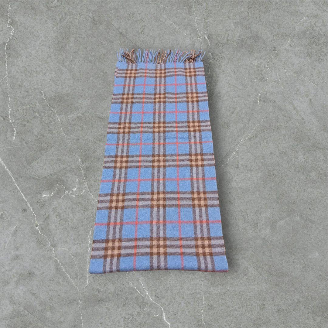 BURBERRY バーバリー カシミヤ100% ノバチェック マフラー 水色