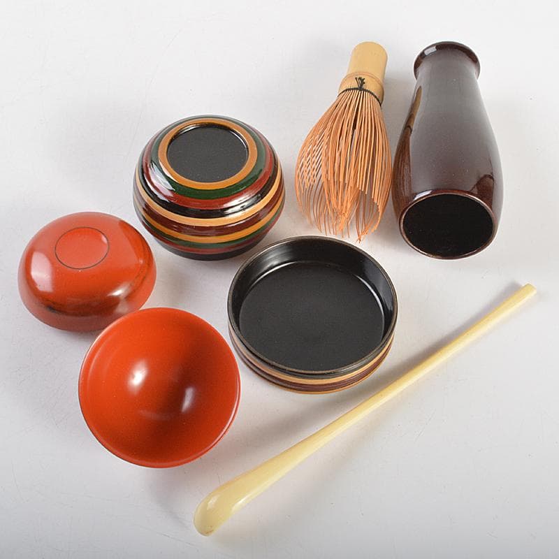 茶道具　利休茶箱　茶碗　平安春峰作　振出など　八点　一式　仕覆付　V　R7509