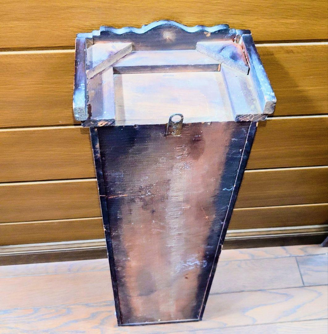 〈完動美品〉珍品　鏡付き傾斜型ゼンマイ振り子時計　アンティーク古時計