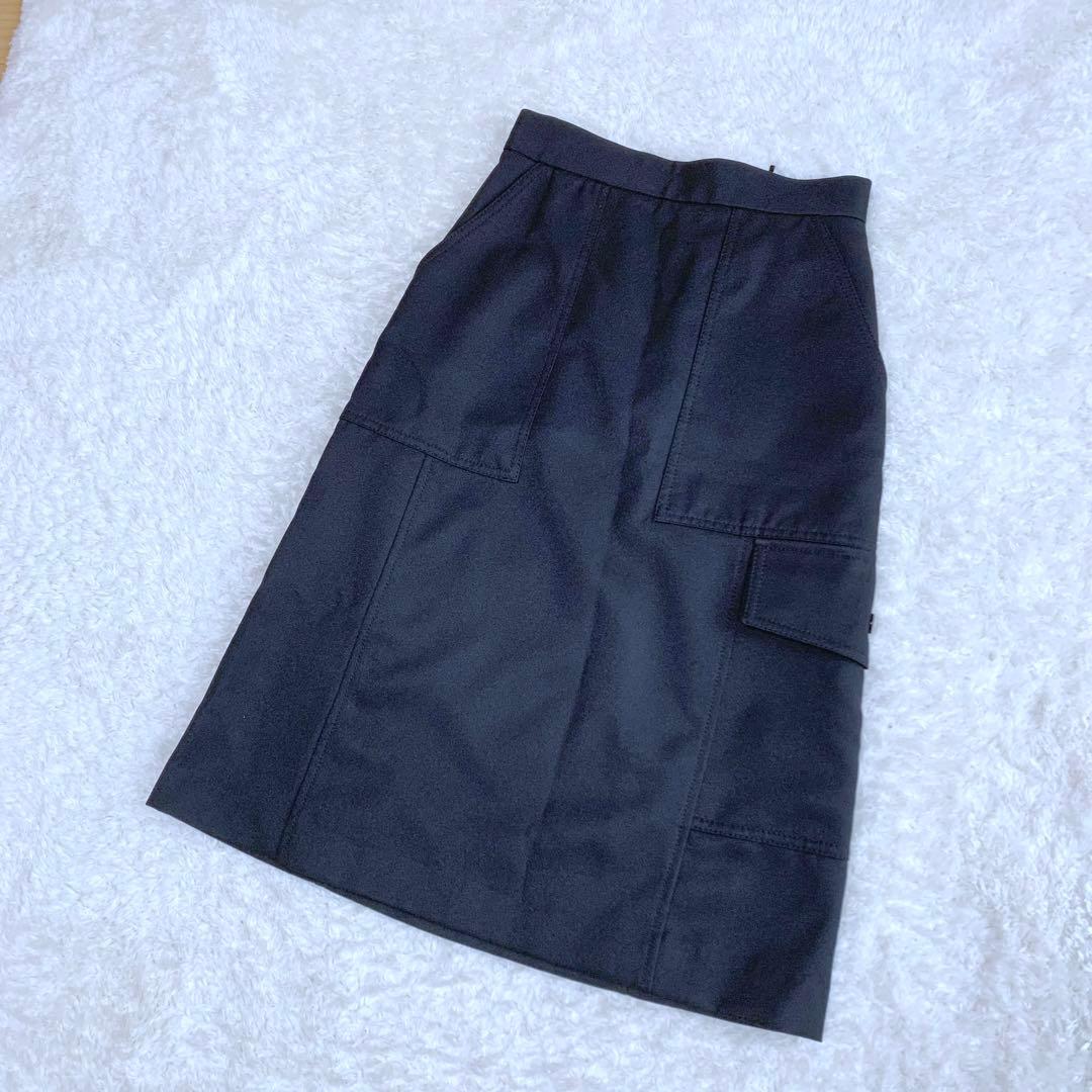 【ラム】美品♪ モンクレール ブラック ポケット付きスカート 38