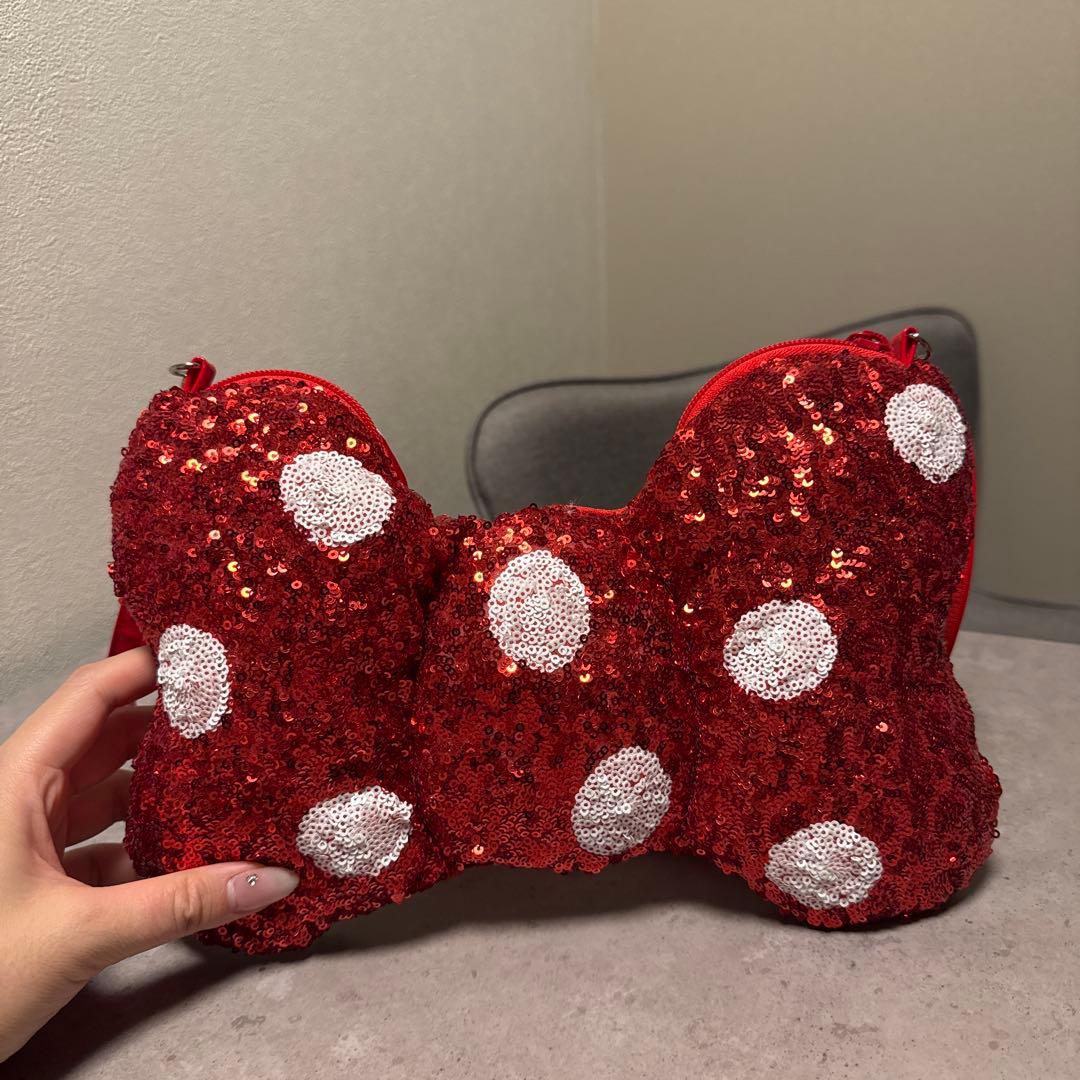 ディズニー ミニー リボン スパンコール ショルダーバッグ