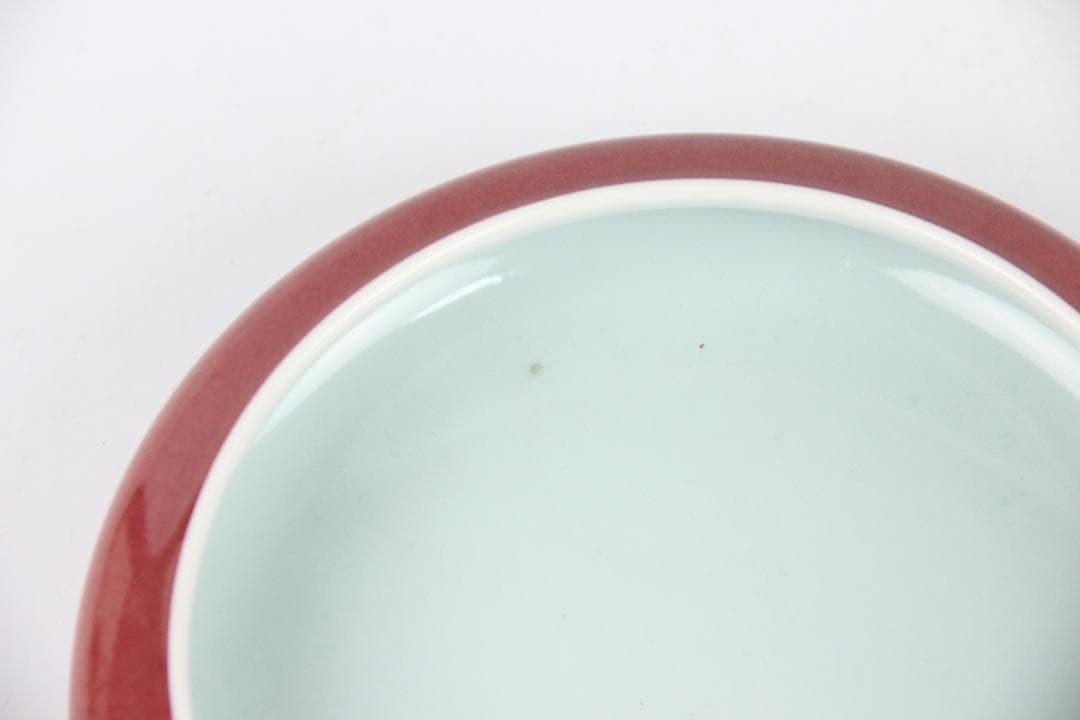 中国美術　釉裏紅　水洗　大清康熙年製款　文房具　書道具　筆洗 ESM12-2