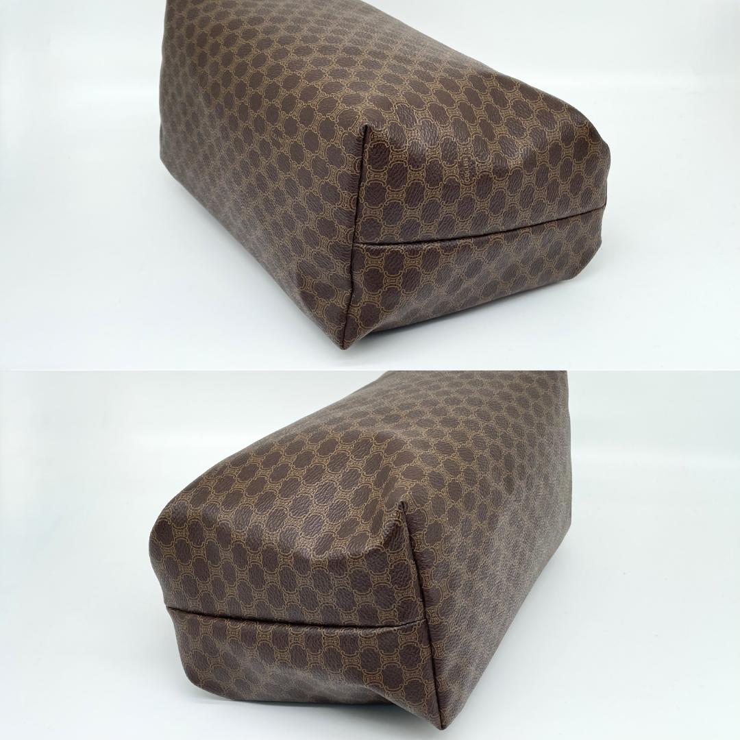 即配【美品】CELINE マカダム柄 ブラウン ハンドバッグ オールドセリーヌ