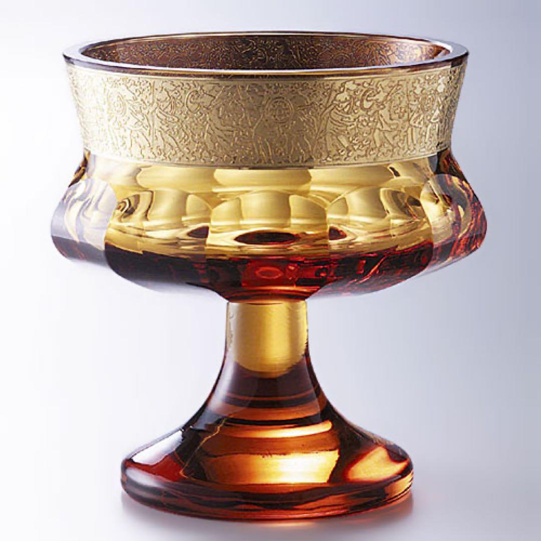 R*O様 Moser アンバーガラス器 金色装飾