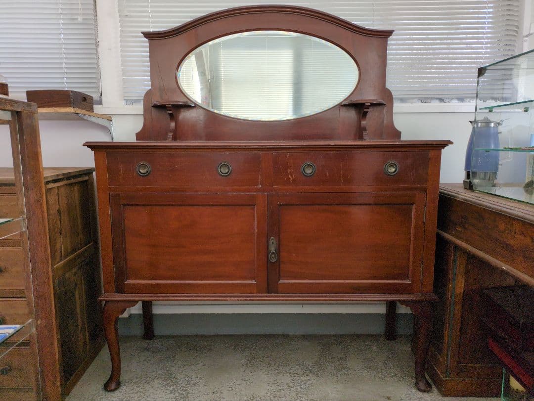 イギリスアンティーク ドレッサー シェルフ 鏡台 猫足