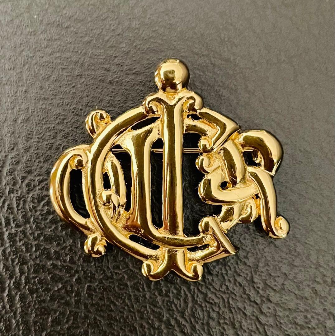 Christian Dior ゴールド ブローチ　旧ロゴ　ヴィンテージ