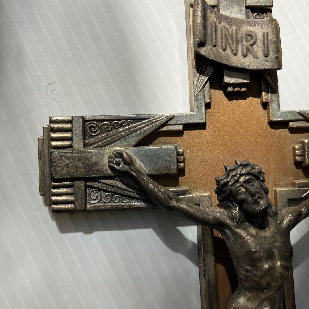 キリスト磔刑壁掛け　フランスアンティーク　アールデコ様式　十字架像　クリスマス