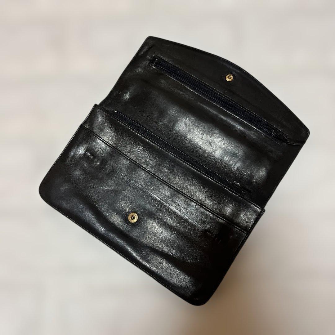 CHANEL シャネル　ラムスキン　ブラックレザー財布